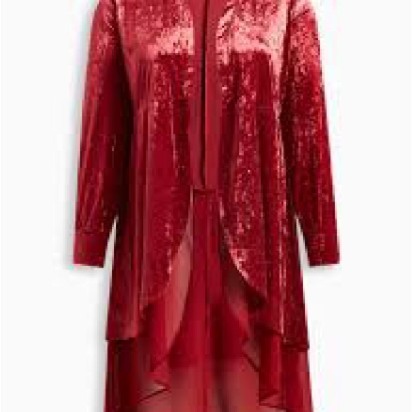 NWOT - Torrid chiffon velvet duster. Size M/L (10). Torrid size 00. - Picture 4 of 12